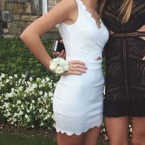 White Scalloped Semi Dress